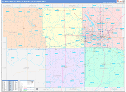 Des Moines-West Des Moines Metro Area Wall Map Color Cast Style 2024